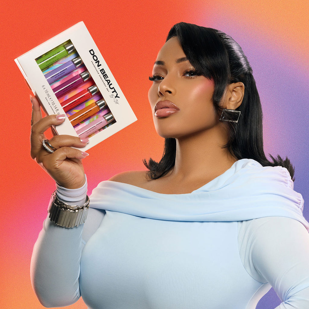 Stefflon Don holding the DON.BEAUTY discovery set