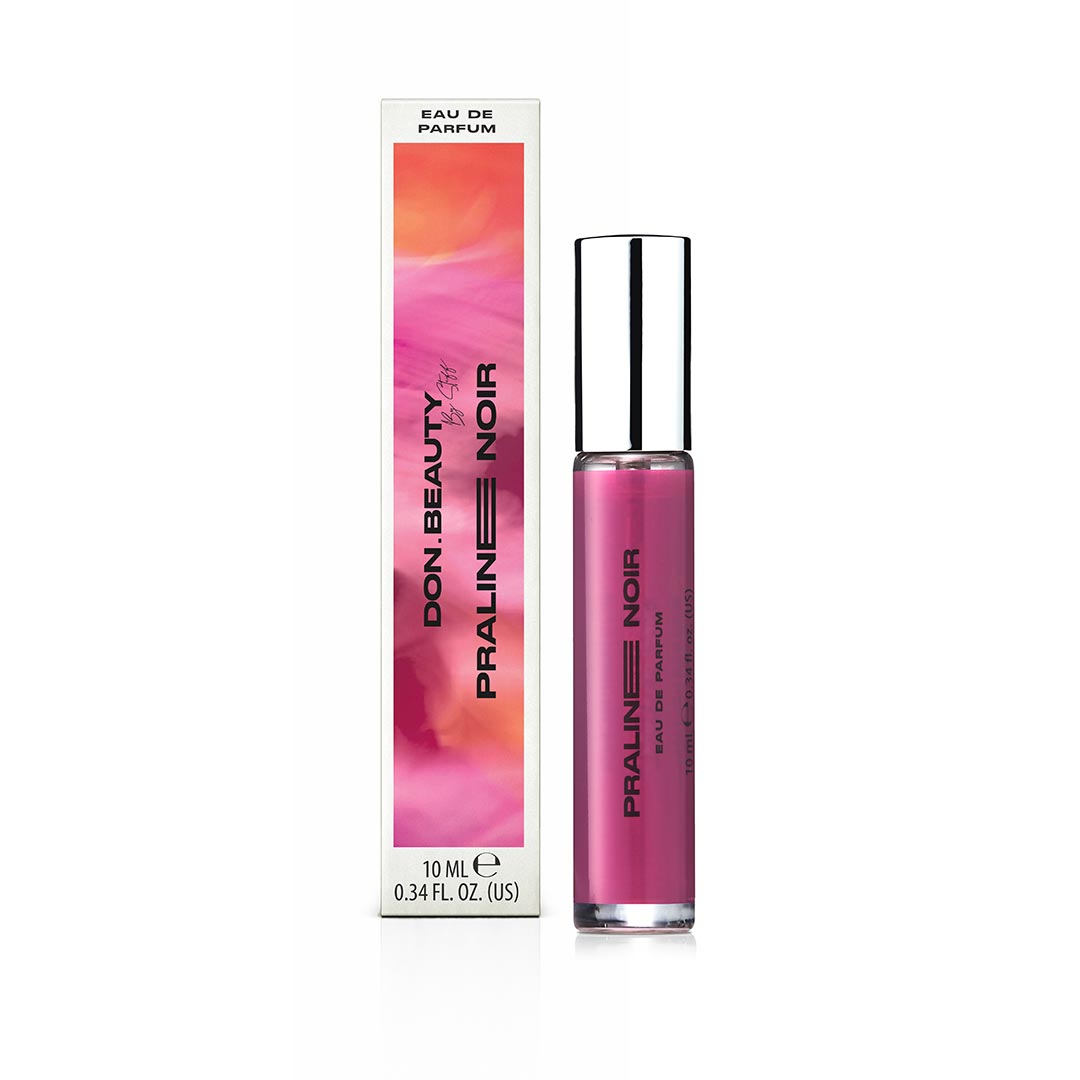 DON.BEAUTY Praline Noir 10ml perfume bottle next to branded packaging.
