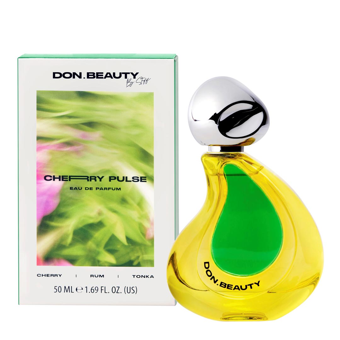 DON.BEAUTY Cherry Pulse 50ml perfume bottle next to branded packaging.