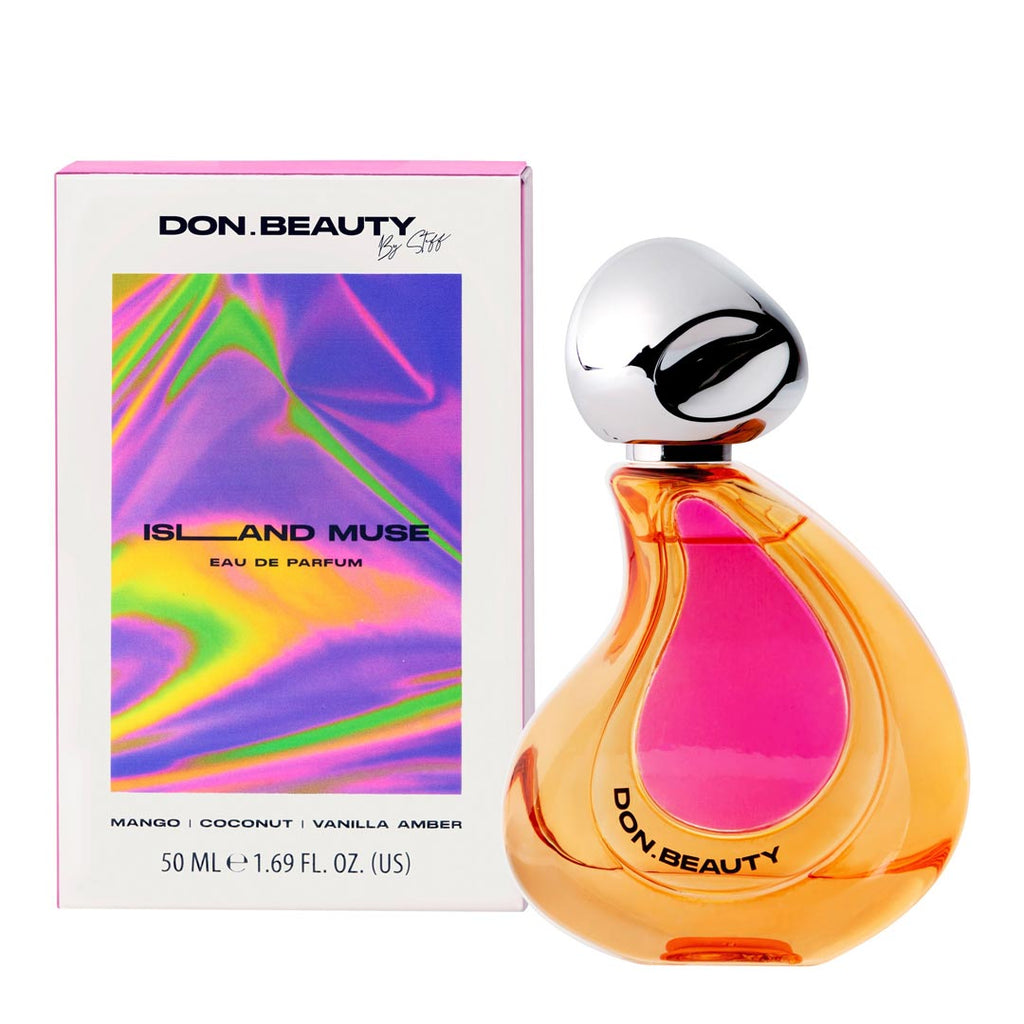 DON.BEAUTY Island Rose 50ml perfume bottle next to branded packaging.