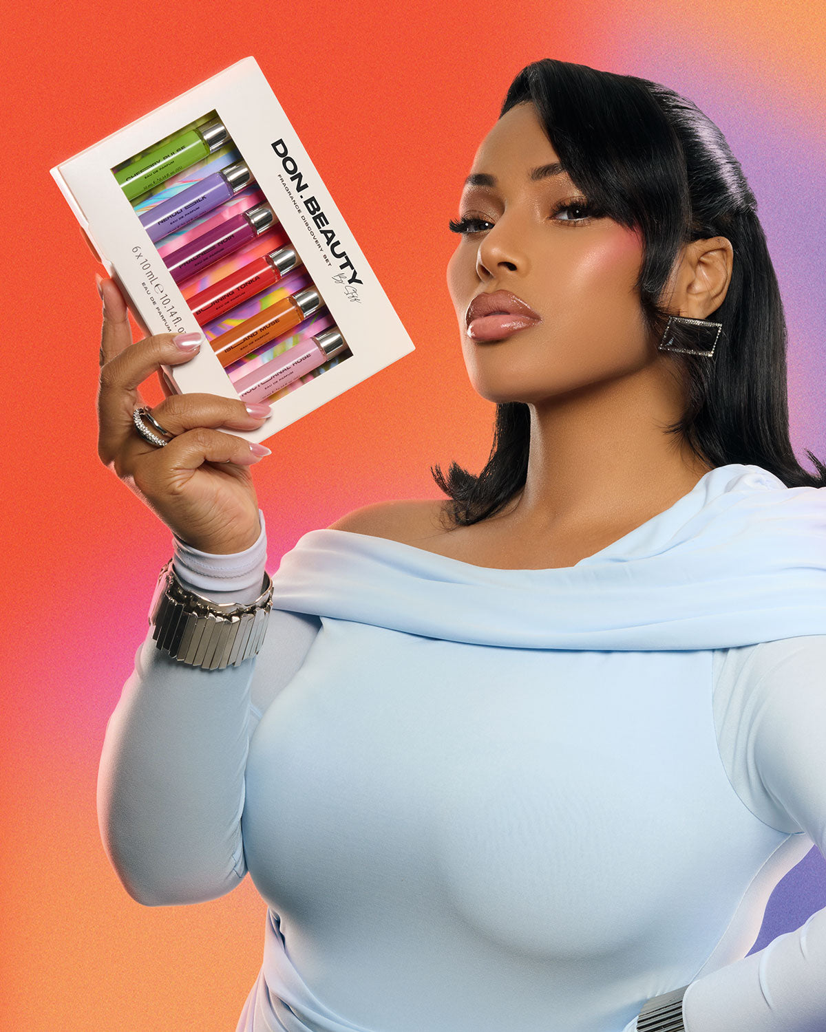 Stefflon Don holding the DON.BEAUTY Discovery Set